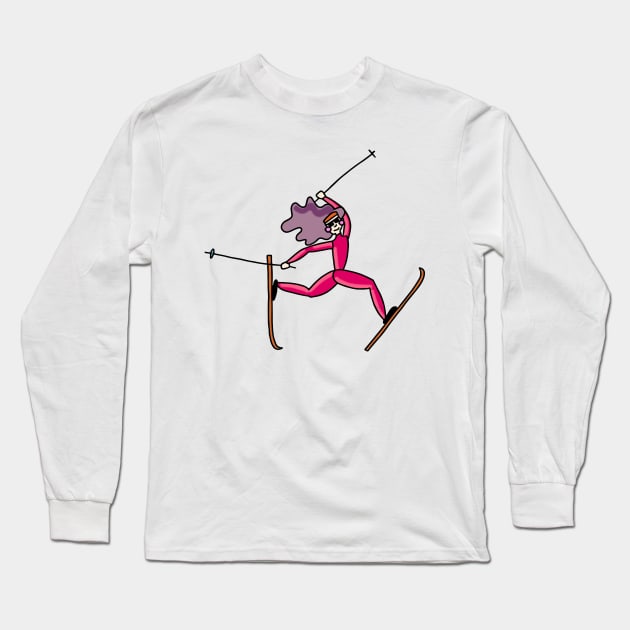 Freestyle women skiiers - winter sports - pink and purple Long Sleeve T-Shirt by Ipoole